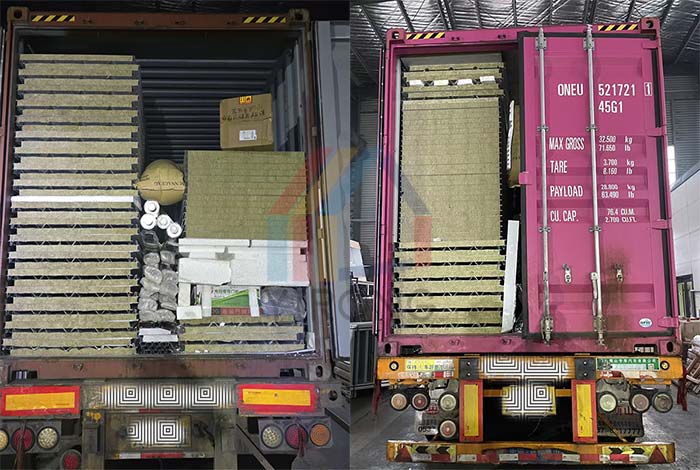 rock wool sandwich panels shipment