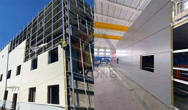 PU Edge Rock Wool Sandwich Panel Installation